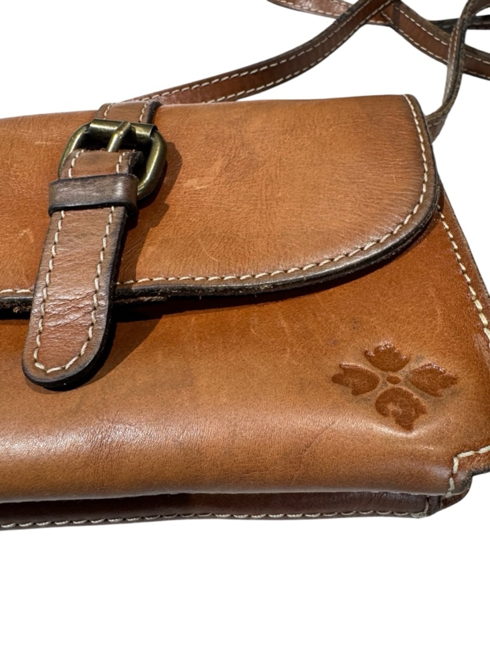 Patricia Nash Torri Tan Leather Mini Crossbody with Buckle - Picture 13 of 16